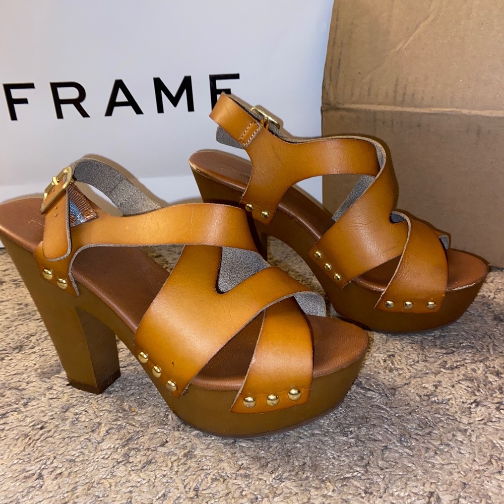 Mossimo Supply Co Women’s Brown Strap Buckle Wedge Heels Shoe 7.5